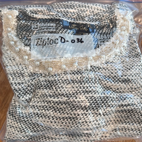 Melissa Paige Women’s“A-Line” Textured Cotton Mini Dress Pearl Trim Medium EUC - Picture 10 of 10